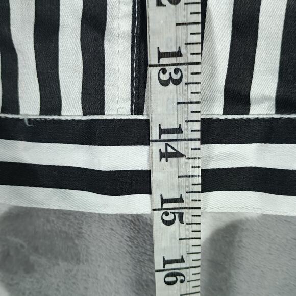 Jacket Womens Medium Black White Striped Cropped Button Stretch FAVLUX - Picture 7 of 12
